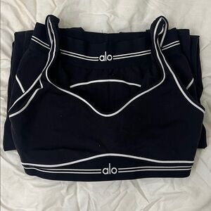 ALO HeartThrob Black and White Sports Bra AND Leggings